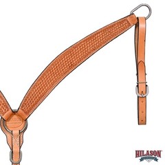 RK HILASON Western Genuine Leather Horse V Shaped Breast Collar Oiled Tan