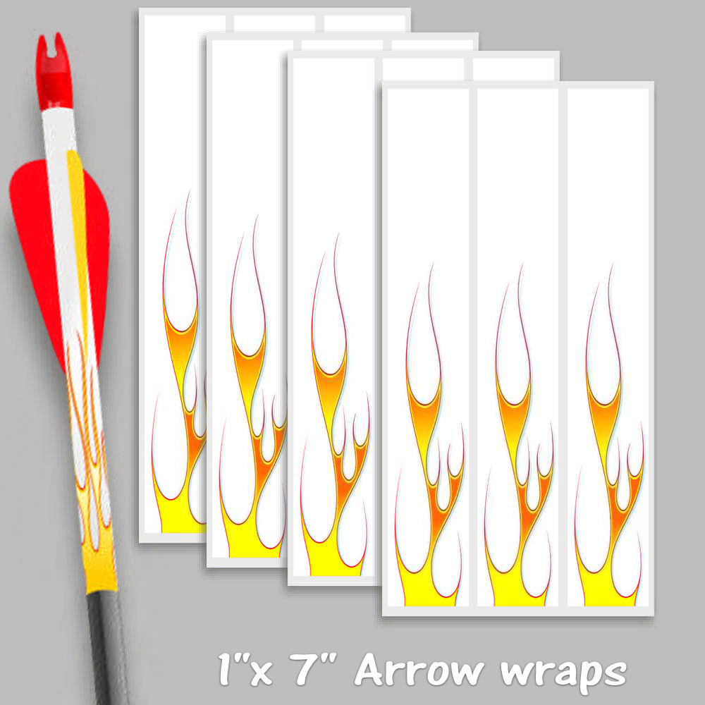 Arrow wraps White thin flames 1″x 7″ for arrow building bow hunting target 3D