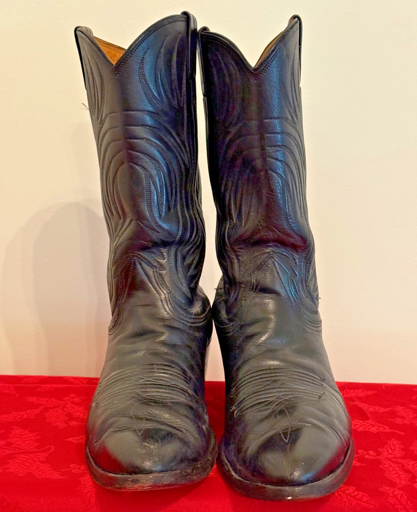 Nocona Vintage Black Leather Cowboy Boots Mens Style 4701 Sz 12