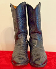 Nocona Vintage Black Leather Cowboy Boots Mens Style 4701 Sz 12