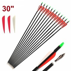 12pcs Archery 30″ inch Carbon Arrows SP500 Outdoor Bow Hunting Practice Target