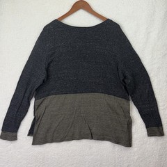 Habitat Shirt Womens Medium Charcoal Olive Two-Tone Long Sleeve Scoop Neck