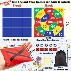 2-in-1 Outdoor Giant Tic Tac Toe Bean Bag Toss Games for Kids Blue