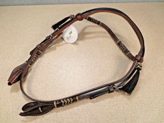 Buffalo Leather Dark Oil Browband Headstall Rawhide Accents Western Horse NWT