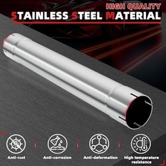 5 Inch Straight Exhaust Pipe, 5″ Stainless Steel 5 Inch with Two Clamps