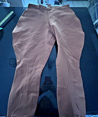 Women’s Dark Tan Riding Breeches Pants Knee Patch Equestrian 32×23