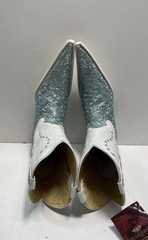 El General Pointed Toe Blue Silver Glitter Western Cowboy Boots Size 10.5
