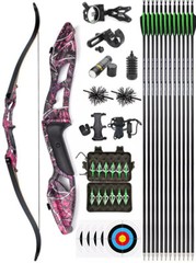 30-50lbs Takedown Recurve Bow Carbon Arrows Kit Archery Target Hunting Shoot