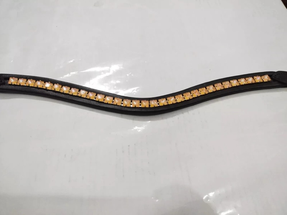 Leather Browband Crystal Stone For Bridle With Softy Padding.