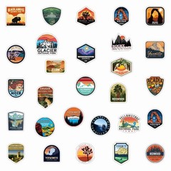 US National Park Sticker Pack Set 50 pcs Adventure Nature Outdoors Hiking Skiing