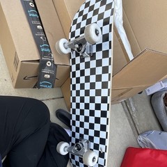 Amazon Complete Skateboard Black & White Checkerboard Deck w/ Grip Tape