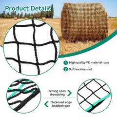 Round Bale Hay Net for Horses,5×5 Feet Knotless Slow Feed Hay Net Feeder for …