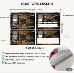 Lot x4 Hundred $100 US Dollar Bill Credit Debit Card Skin Cover Sticker #445