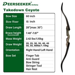 Deerseeker Outdoor 60 Takedown Recurve Bow Set Traditional Wooden Bow Laminated