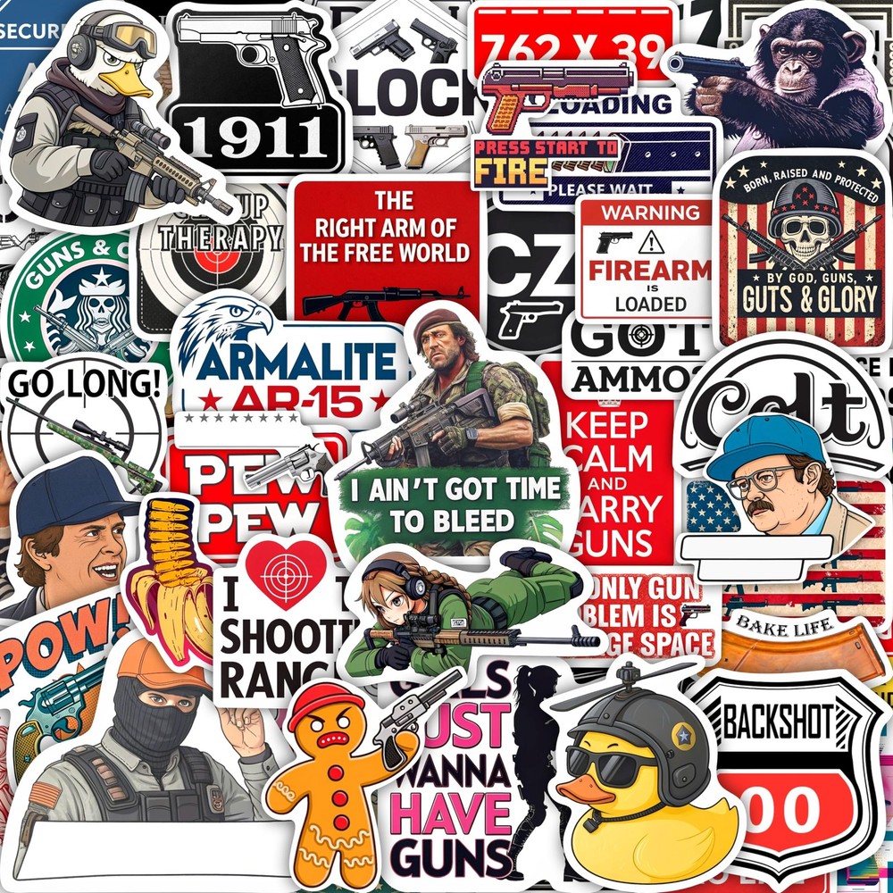 100Pcs Firearm Stickers and Decals, Gun Tactical Stickers Pack- Military Dec…