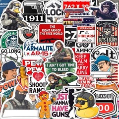 100Pcs Firearm Stickers and Decals, Gun Tactical Stickers Pack- Military Dec…