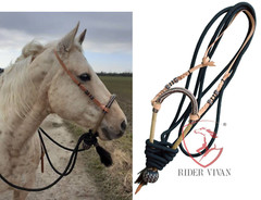 40 Plaits Bosal Set,Horse Bosal Set 12″,Rawhide Bosal Set With Nylon Mecate Rein