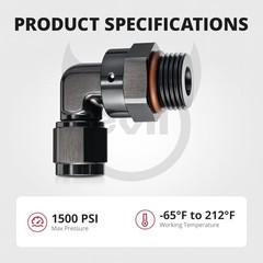 6AN Female Flare Swivel to 8AN ORB Male Adapter 6AN Female to 8 ORB 90 Degree