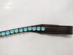 Sky Blue Browband with Crystal Bling Horse For Show & Dressage Bridle.