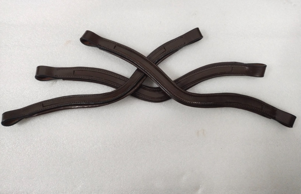 Tan Brown4x1 Leather Empty Channel Browband For Horses 8 MM – U Shape 14″ & 15″