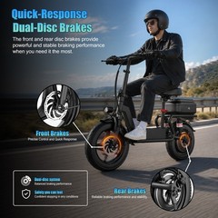 Electric Scooter with Seat Peak 1500W Motor Up to 25MPH 45 Miles 14″ for Adults