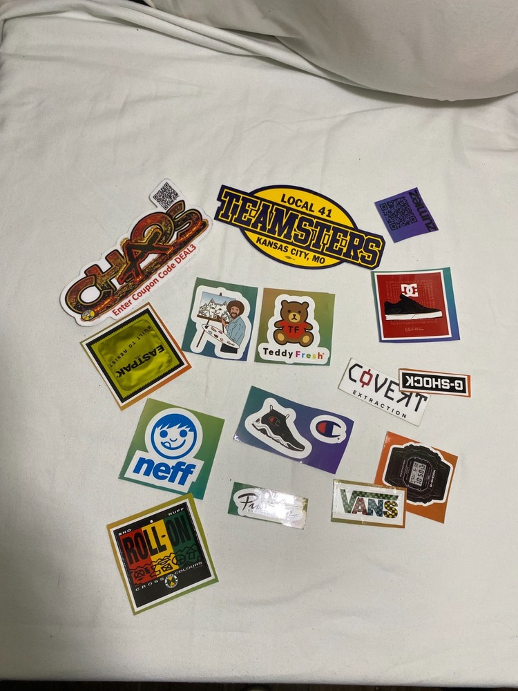 Mixed Brand Logo Sticker Lot 13pcs Vans Neff Champion Teddy Fresh Teamsters DC