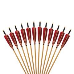 12pcs 33» Wooden Arrows Archery Handmade Arrows Shaft Turkey Feather Fletching