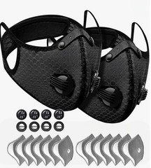 2-Pair Carbon Filter Face Masks with Valves – Reusable for Sports & Outdoors