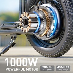1000W Electric Scooter With Seat APP Commuter E-Scooter Max. 45Miles Range 28MPH