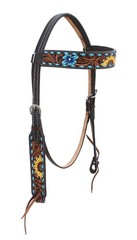 Horse Western Leather Tooled Headstall Bridle Breast Collar Tack Set
