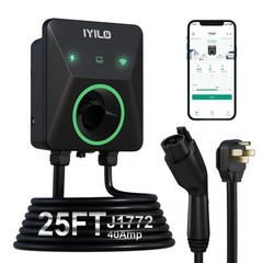 Level 2 EV Charger, 40Amp/9.6KW, J1772, NEMA 14-50R, Wall Electric Car Charger