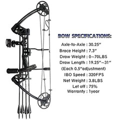 Compound Bow Draw Weight 0-70 Lbs for Pull Beginner and Intermediate Archer F…