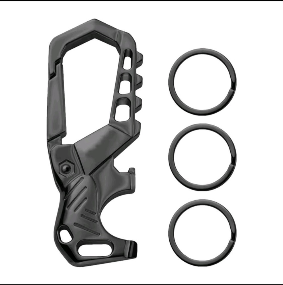 Heavy Duty Carabiner Keychain with Bottle Opener – 3 Key Rings Included