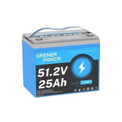 51.2V25Ah Lithium LiFePO4 Battery, Built-in 50A BMS, Max. Up to 2560W Power, …