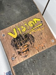 Vintage 80’s Vision Johnee Kop, Power Brah! Wood Skateboard / INVADER trucks