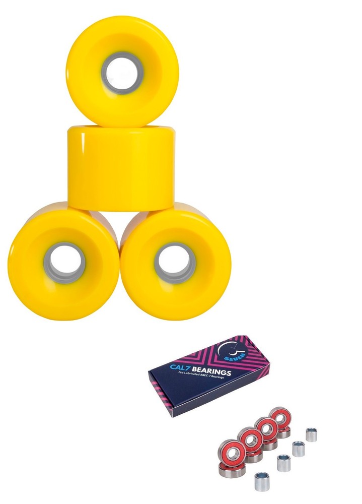 Cal 7 Skateboard Cruiser Yellow Color 70mm 83a Wheel With Bearing