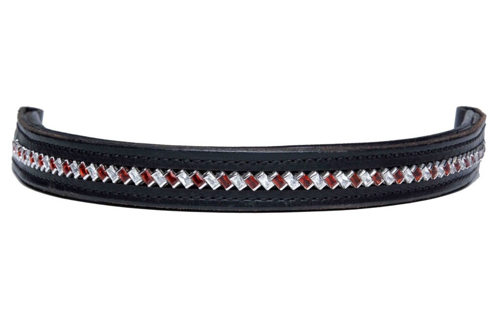 Browband People On Horses Diagonal Garnet/Clear – 1 3/4″ Endloop (2) 16″, (1) 17