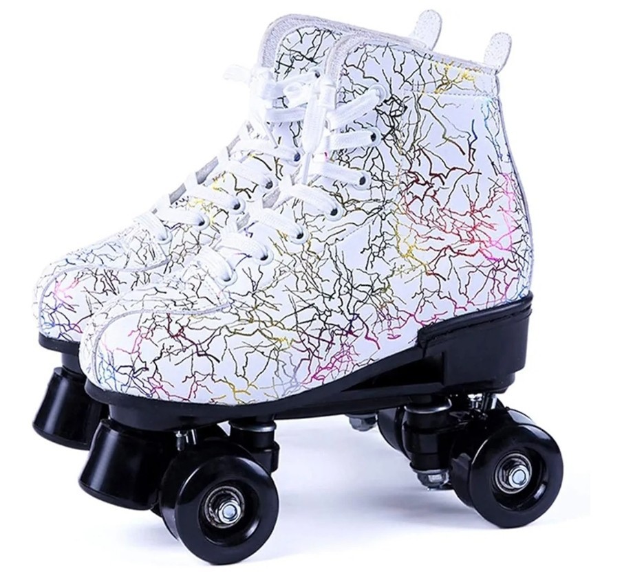 Amazon Speed Quad White Rainbow/Multicolor Roller Skates Size: 39(Women)