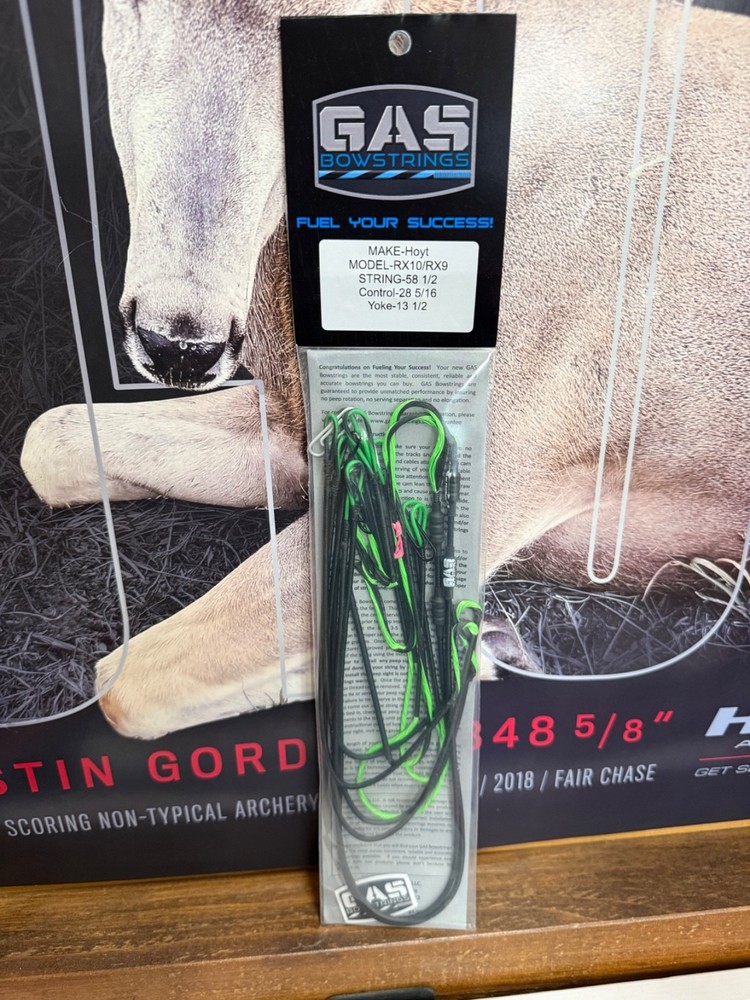 Gas Bowstrings Hoyt RX10 RX9 Flo Green and Black Strings Black Speed Nocks RX-10