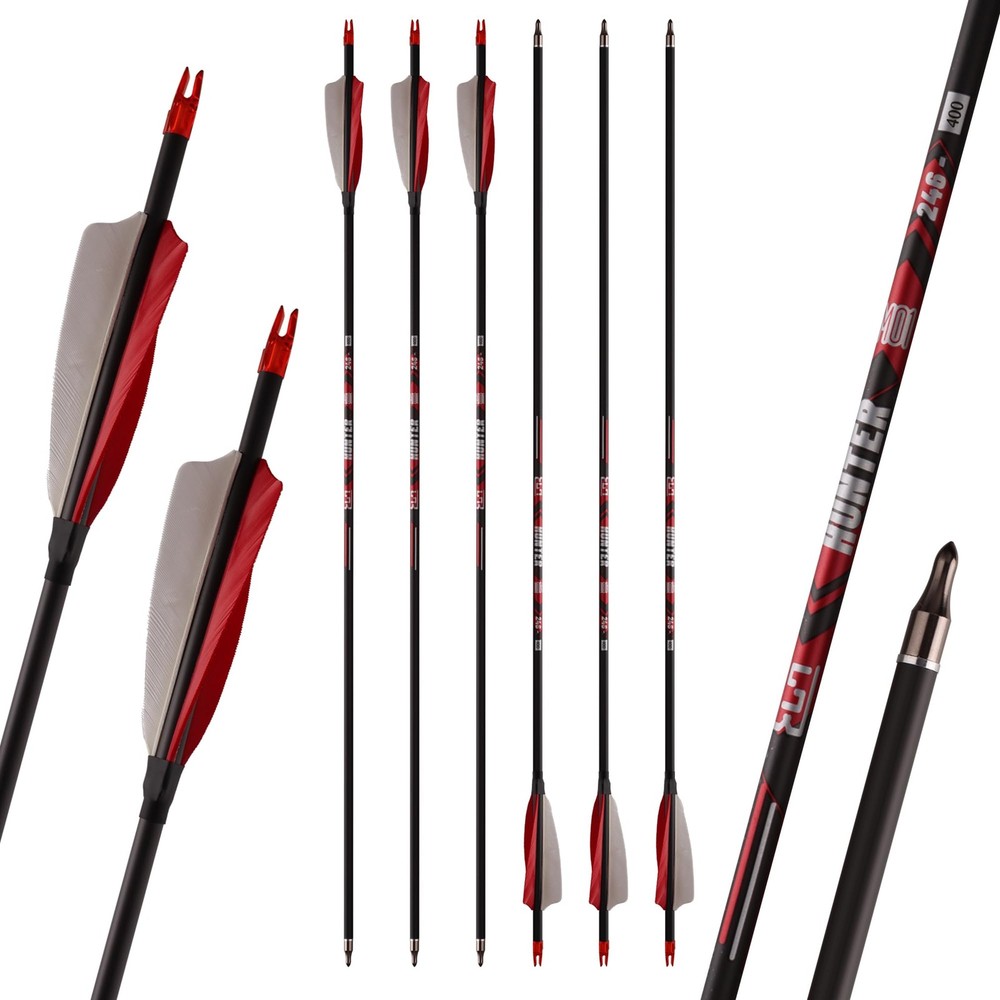 Carbon Arrows 400 Spine Shaft with Helical Real Feathers and Removable Tips f…