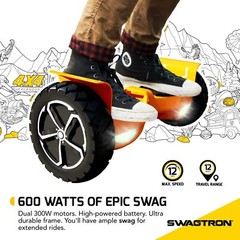 Swagtron T6 Off Road 10″ Hoverboard Bluetooth 12 Mph 600W 420 lb Weight Limit UL