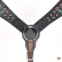 Western Headstall and Breast Collar Set HILASON Tooled Leather Horse Bridle Tack