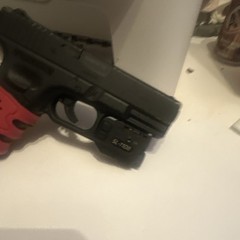 Gas Airsoft Pistol Black w/ Red Grip & GL-118 Laser/Light Attachment