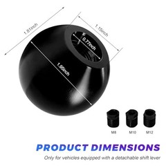 Car Round Ball Gear Shift Knob, Aluminum Alloy Vehicle Ball Shape Shifter Black