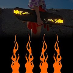 4 Pcs 7.8» Flame Reflective Sticker for Car Vinyl Racing Sports Flame Orange