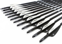 High-Quality Carbon Arrows with Black and White Fletching for Bow Shooting