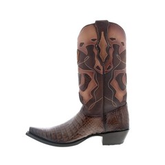 King Exotic Caiman Belly Snip Toe Mens Brown Wide Cowboy Western Boots