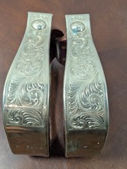 Vintage Diablo USA Silver Plated Overlay Western Saddle Stirrups Engraved Pair