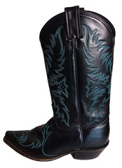 Vtg. Tony Lama Women’s Western Boots Black Turquoise Flame Design 8 1/2 B USA