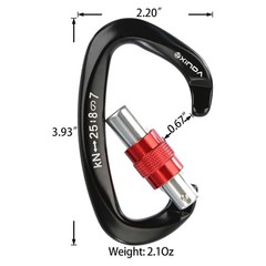 25KN Screw Locking D-Shape Carabiner, Heavy Duty Climbing Clip for Tree Rigging